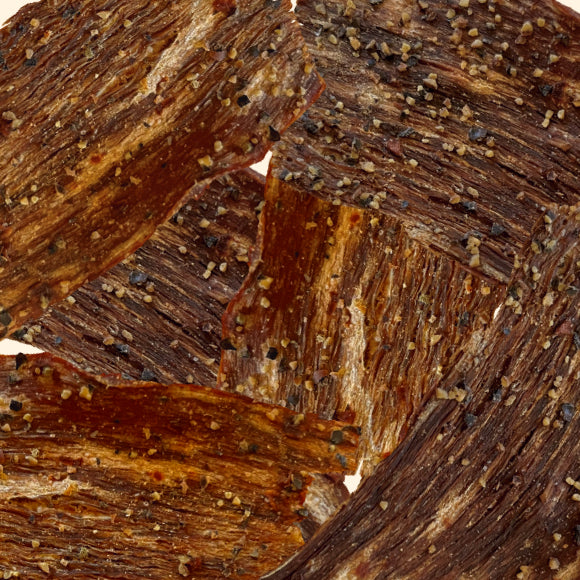 Garlic flavored crispy beef jerky from Hawaii. These Jerky Crisps are keto-friendly, high in protein, and makes a healthy on-the-go snack.